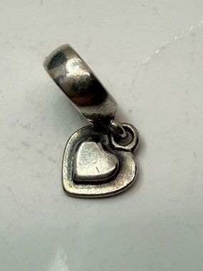 Retired Pandora Double Heart Dangle Charm S925 ALE